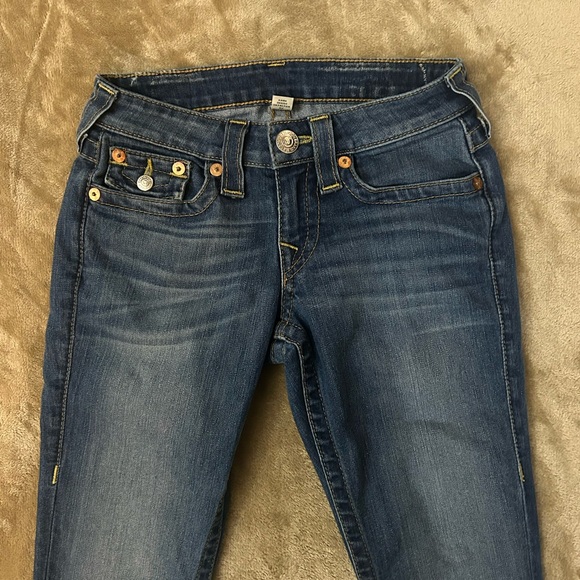 True Religion Section Slim Straight Jeans Size 24 Dark Wash Flap Pocket - Picture 4 of 10